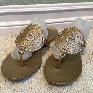 Gold Rubber Jelly Medallion Thong Flip Flop Sandals 8